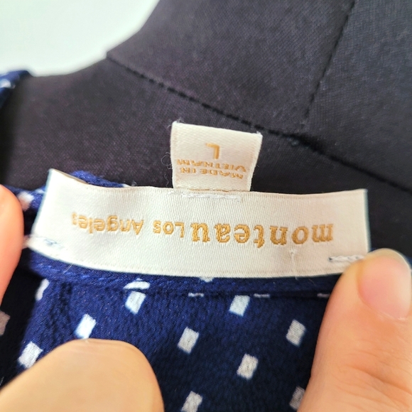 Monteau polka dot navy dress Size L - Picture 7 of 8